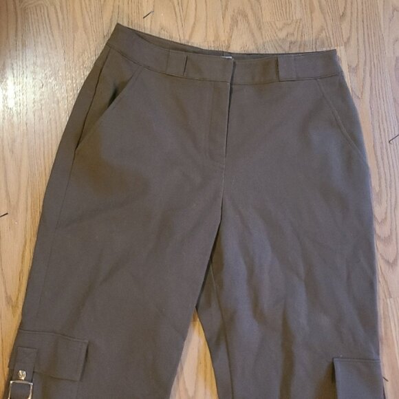 ST. JOHN SPORT MARIE GRAY STRAIGHT LEG CARGO PANTS STRETCH COTTON ANKLE CROP 4 - Picture 3 of 10